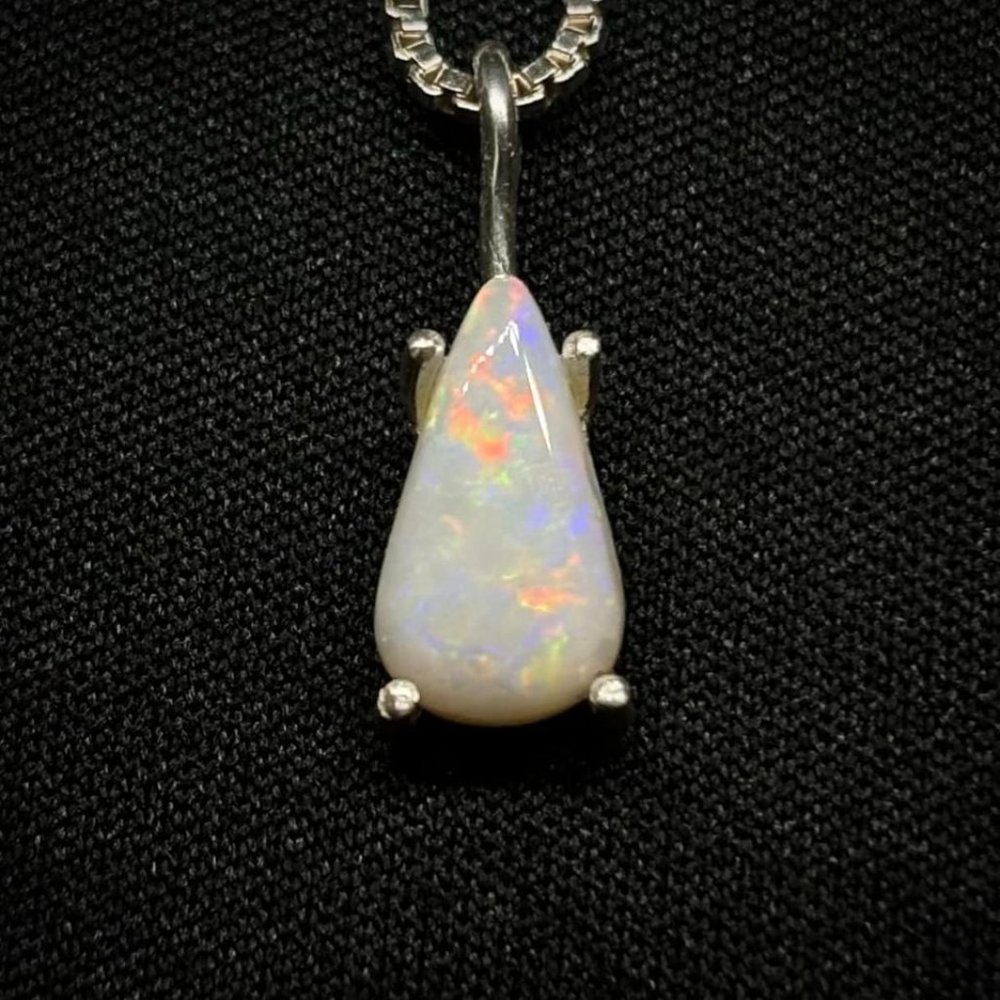 Very Bright Multicolored Multifired Opal Teardrop Necklace Crystal Jewelry